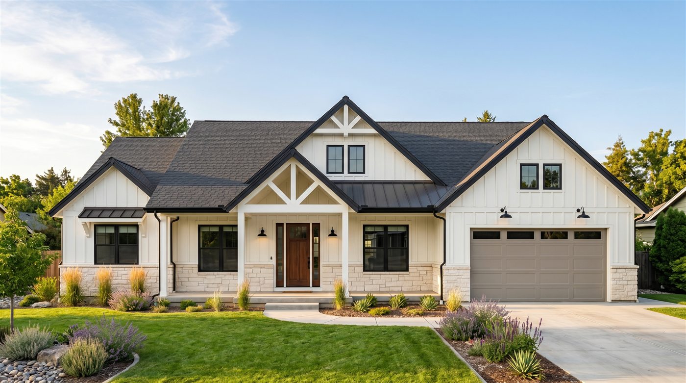 The same house freshly repainted with crisp trim by Fairview Paint